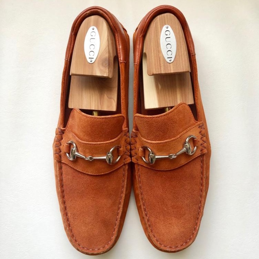 Gucci Men’s Suede Horsebit Driver Loafers